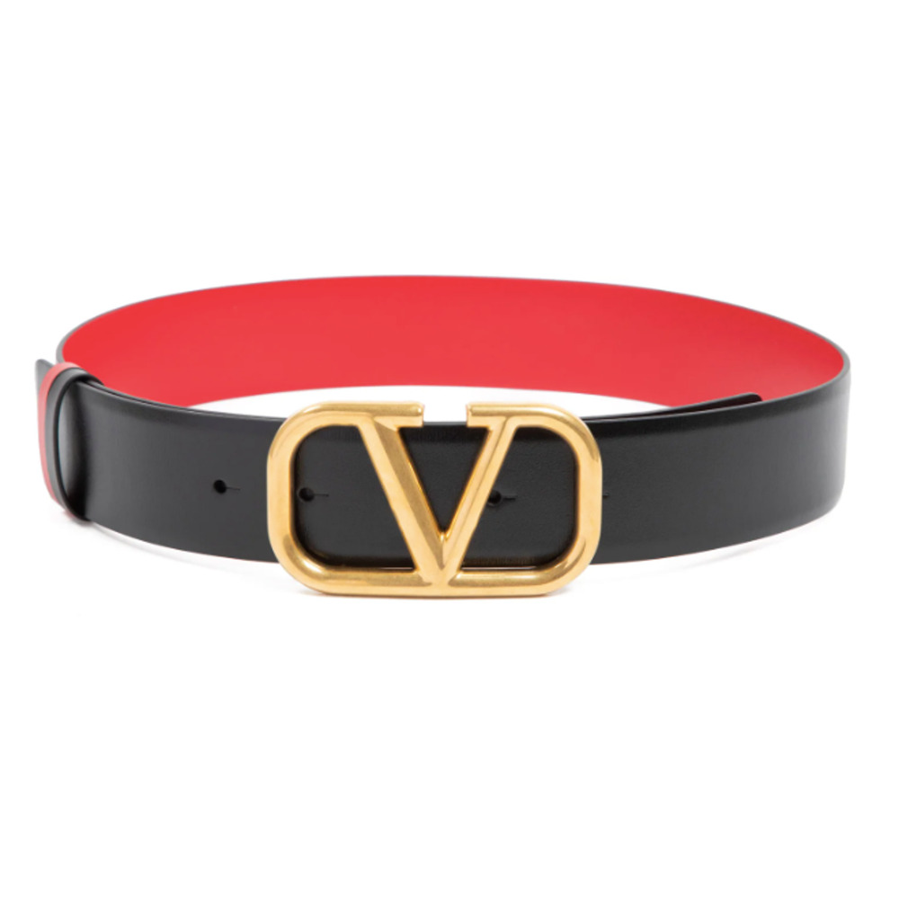 NEW Valentino Garavani V Logo Belt Reversible Black Red Gold 40mm 80 32 NWT